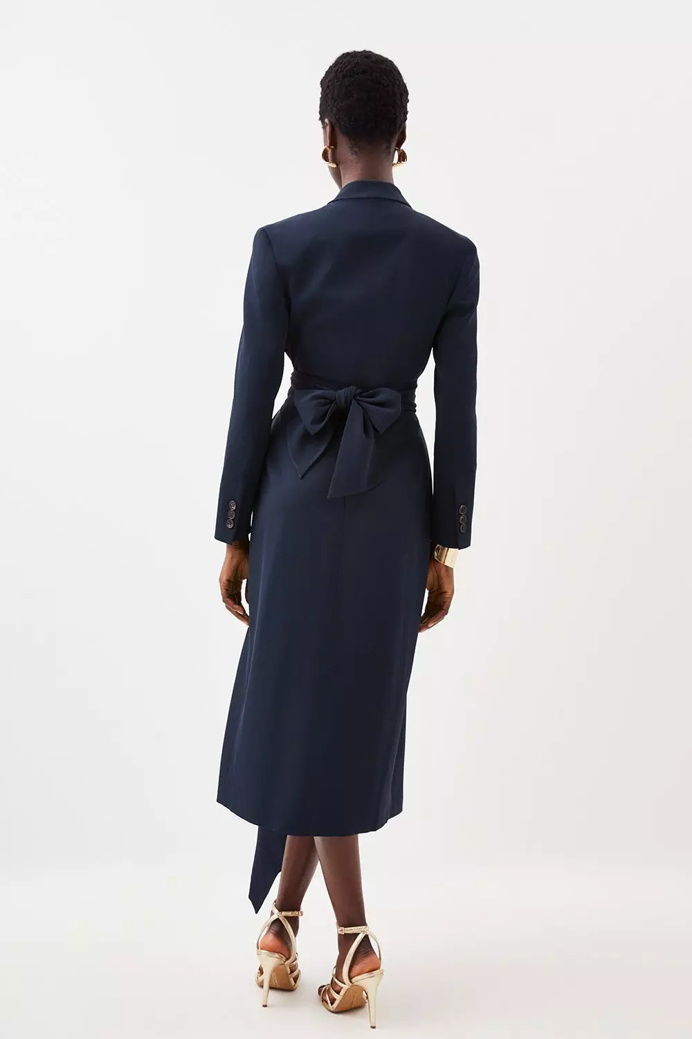 Drape Belted Long Sleeve Soft Tailored Midi Dress | Karen Millen