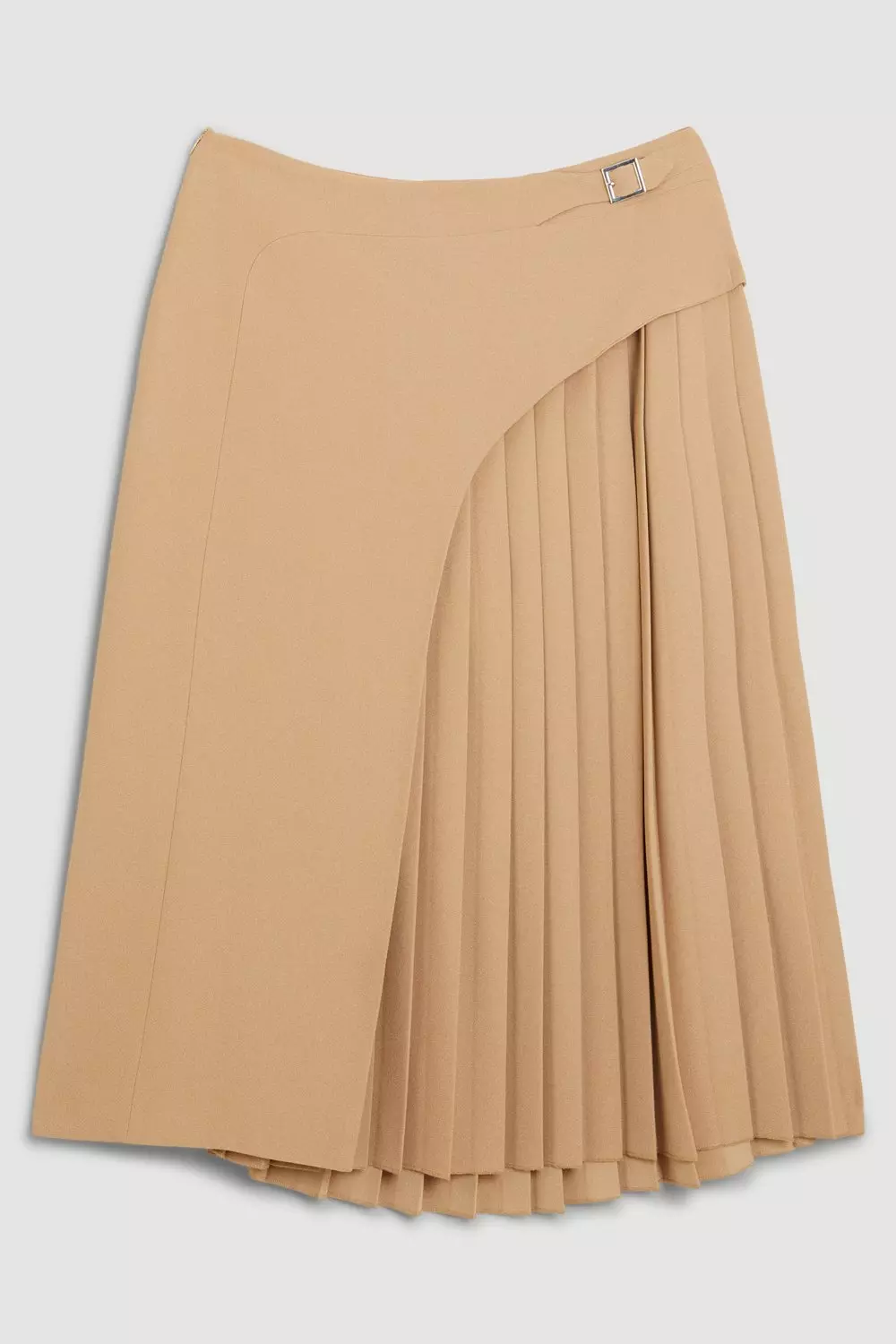 Petite Buckle Detail Pleated Midi Skirt | Karen Millen