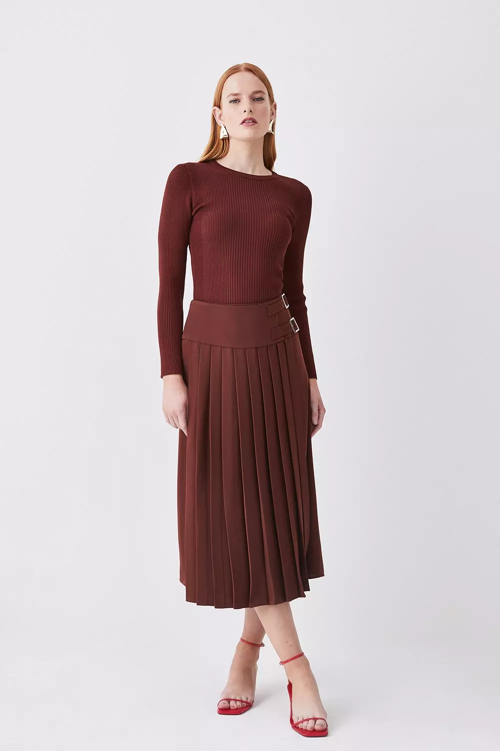 Karen millen shop pleated maxi skirt