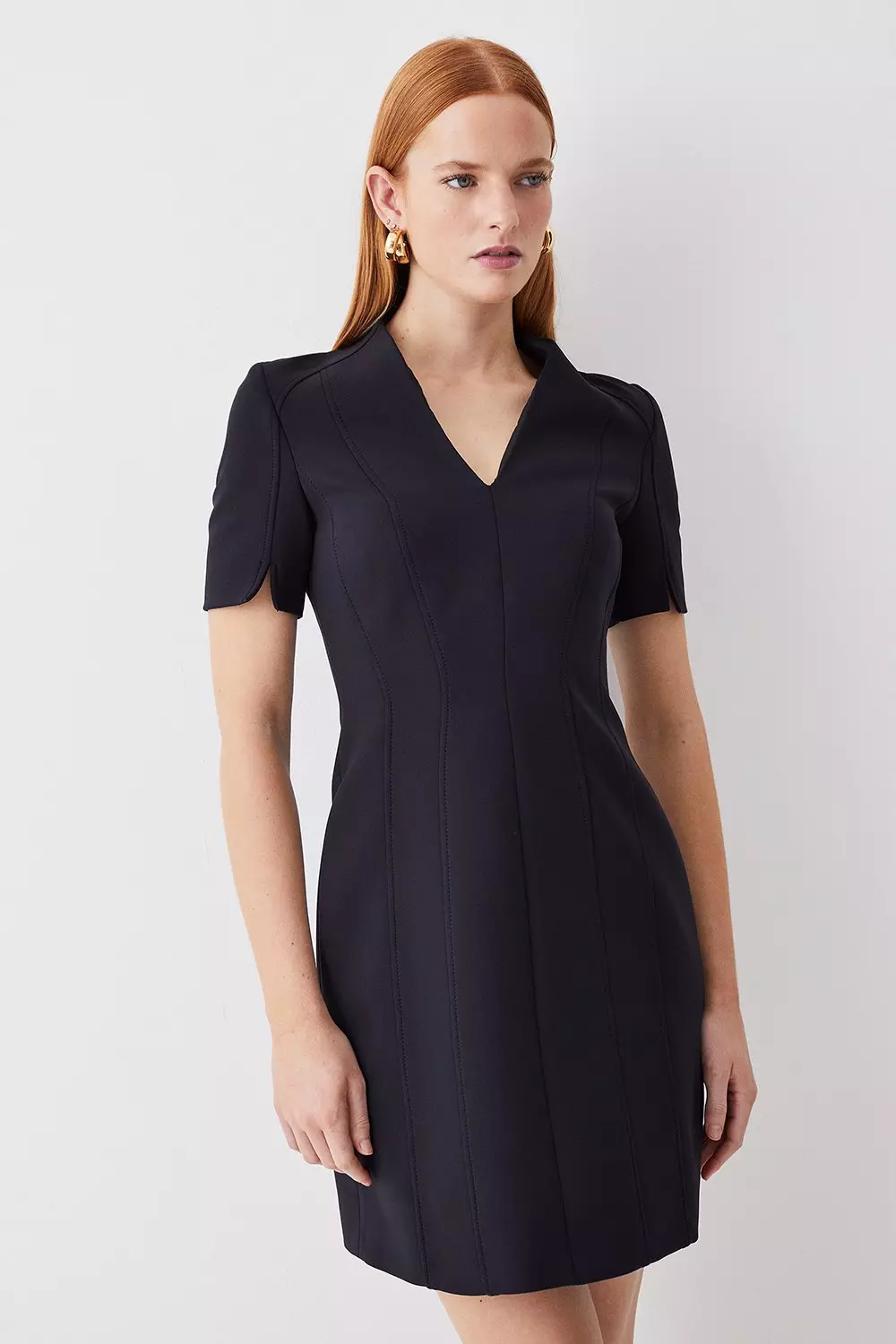 Italian Compact Scuba Jersey Seamed A Line Mini Dress Karen Millen