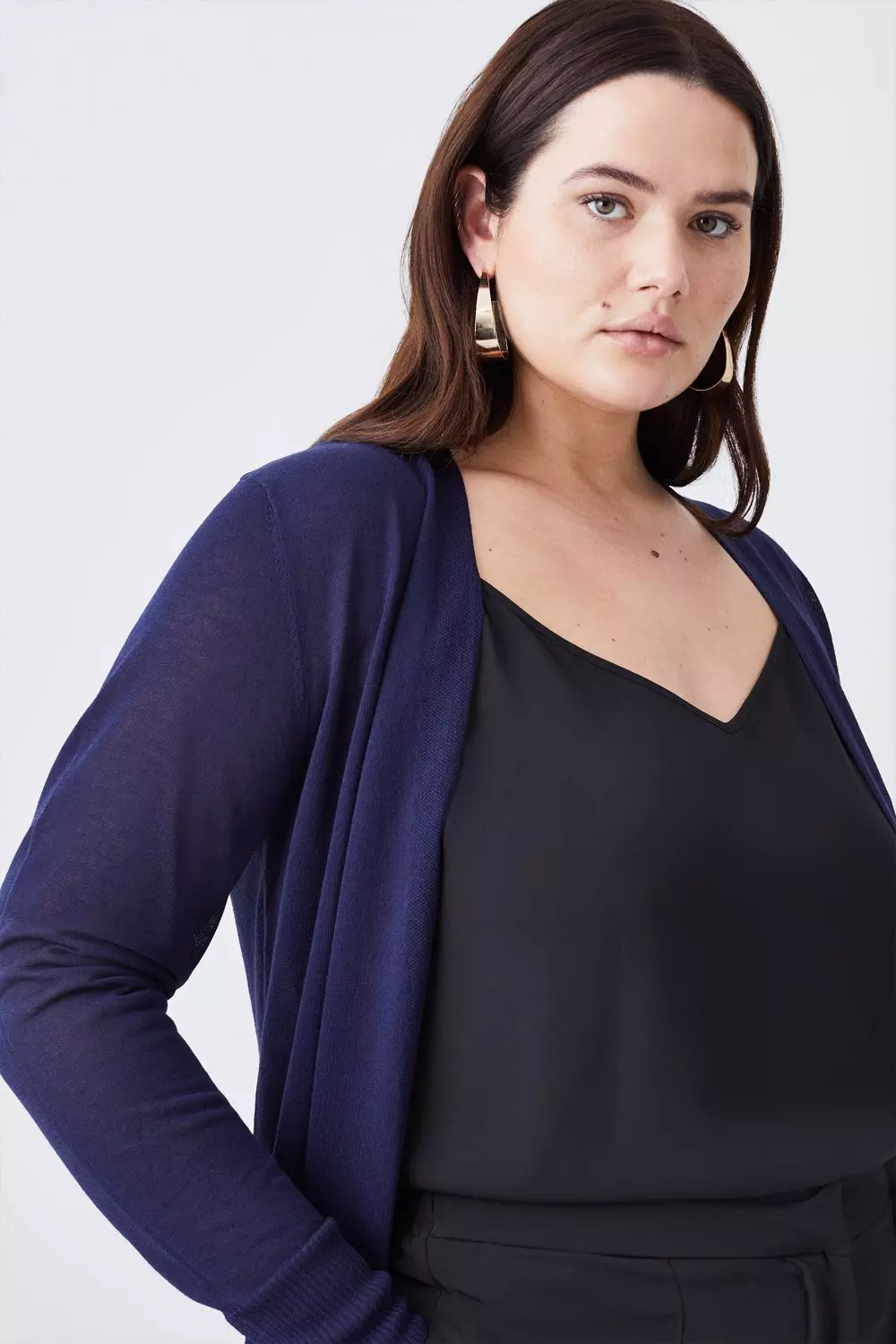 Viscose To Karen Cardigan Millen Blend Plus | Edge Knit Lightweight Size Edge Longline