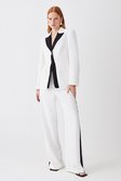 Ivory Compact Viscose Contrast Panelled Wide Leg Pants