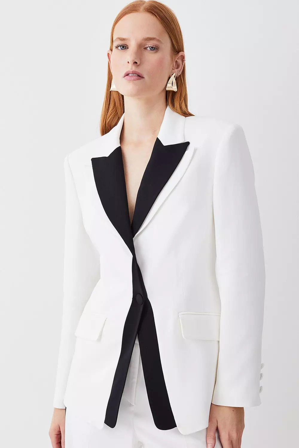 White coat on sale with black trim