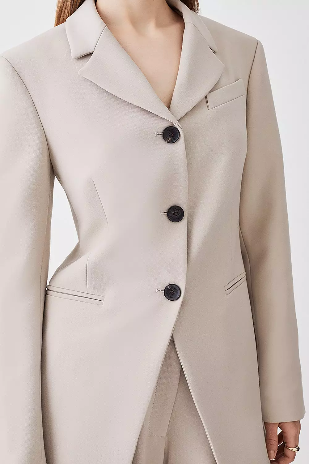 Compact Stretch Tailored Single Breasted Blazer | Karen Millen