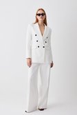 Ecru Clean Tailored Double Breasted Blazer