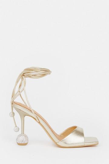 Crystal Ball Strappy Heel gold