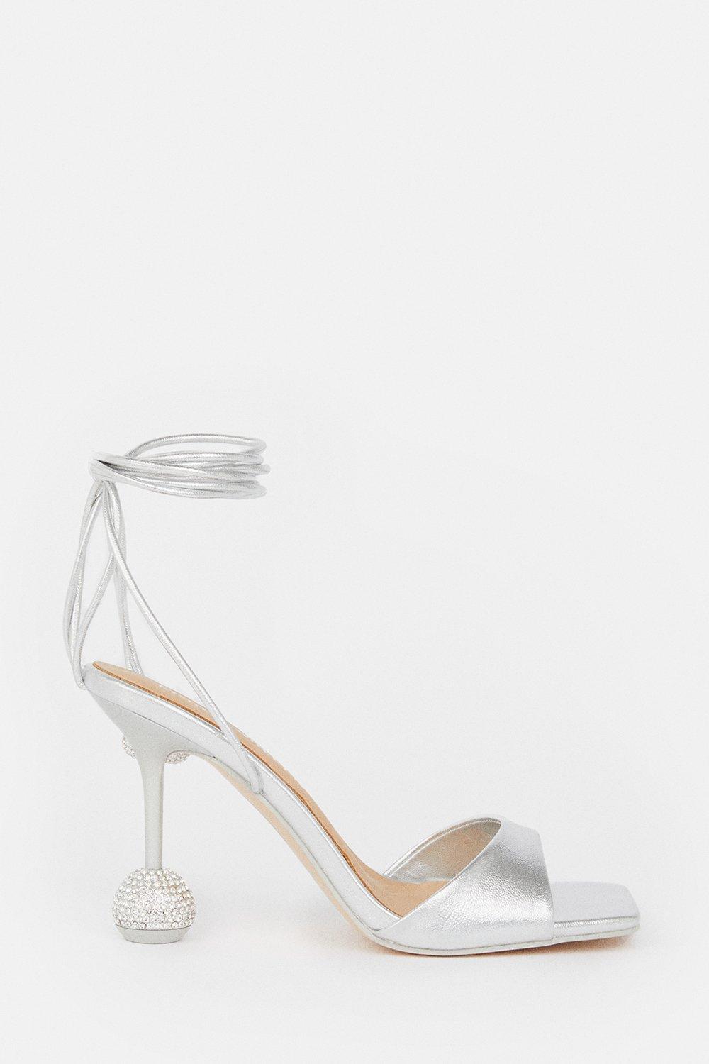 Strappy silver best sale heels for prom