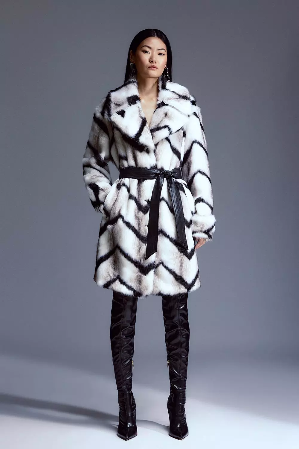 Karen millen sheepskin belted on sale coat