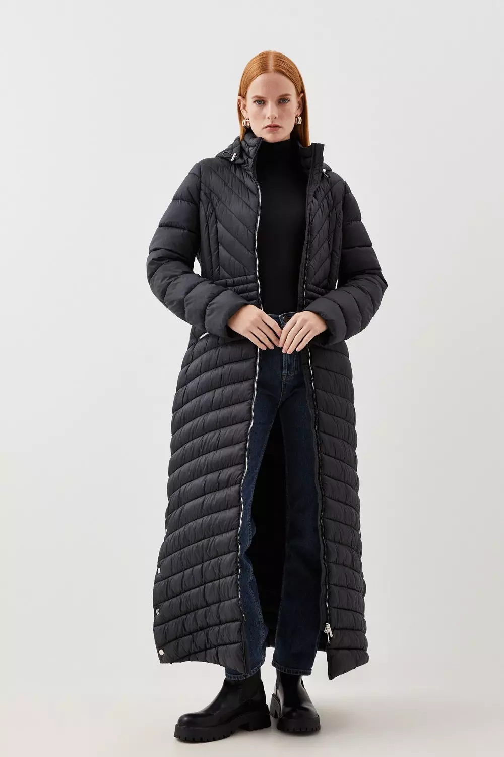 Black best sale longline coat