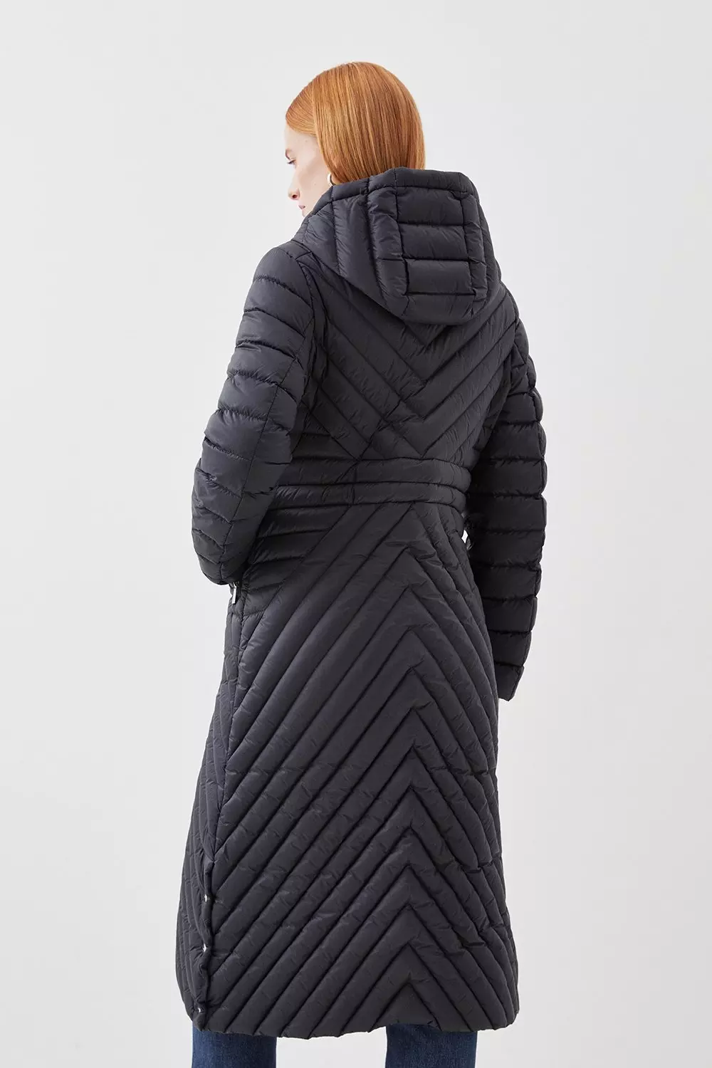 Knee length quilted on sale coat