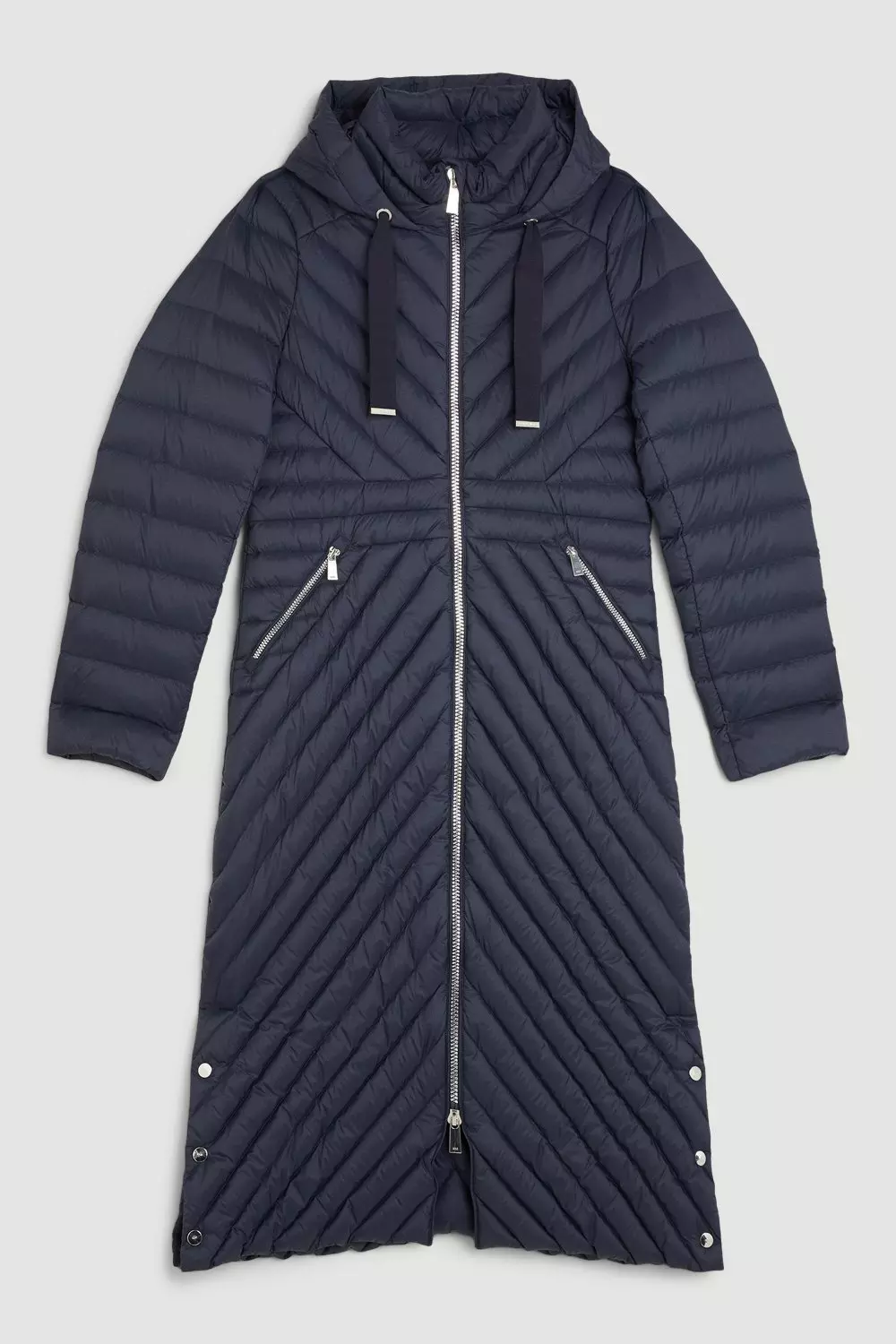 Navy knee cheap length coat