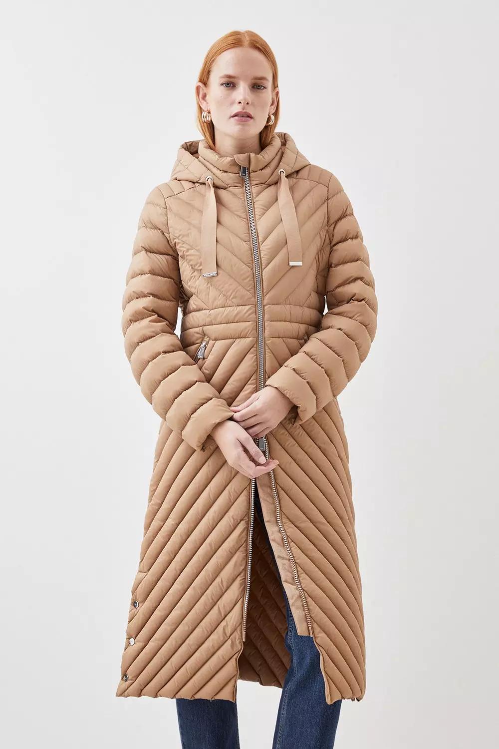 Floor length padded clearance coat