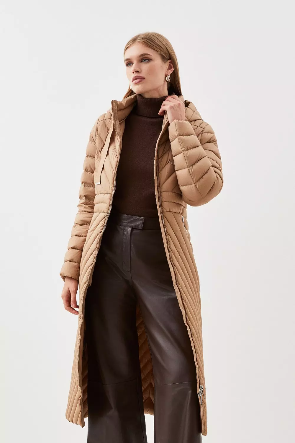 Karen millen clearance longline quilted coat