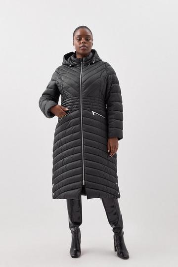 Black Plus Size Lightweight Longline Packable Coat