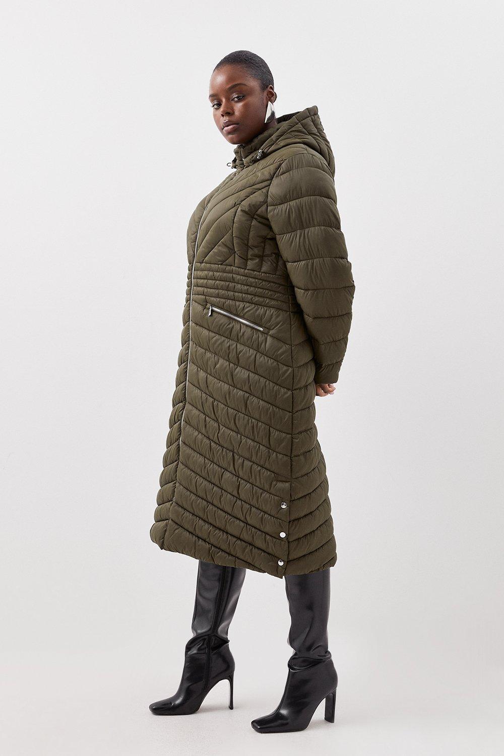 Long khaki puffer discount coat