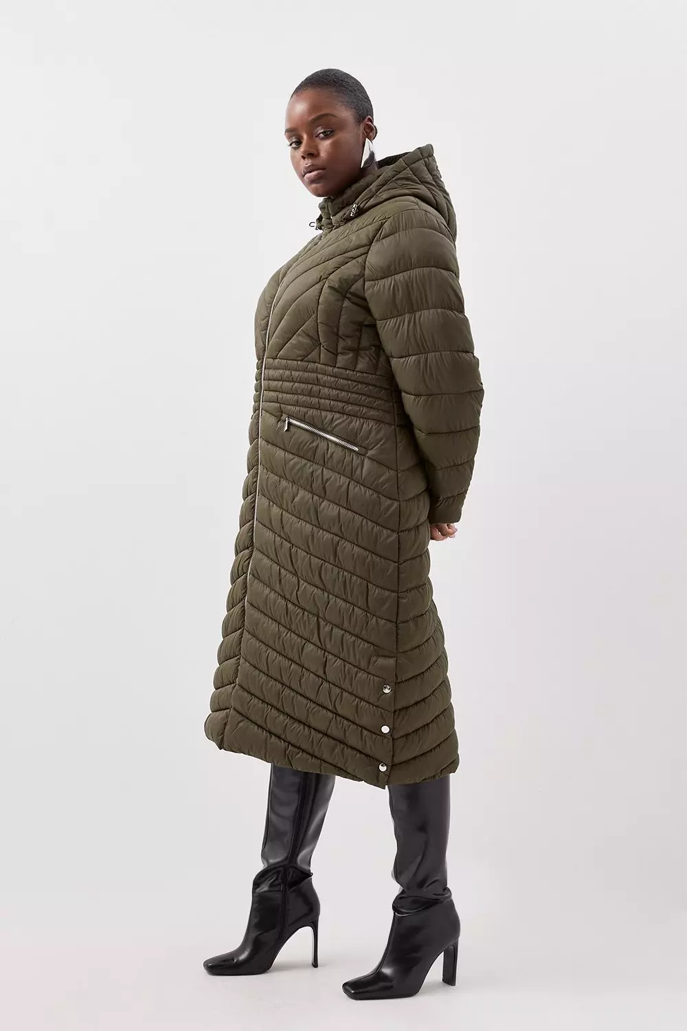 Plus size clearance longline puffer coat