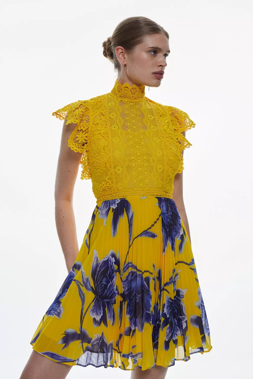 Zara yellow pleated clearance dress