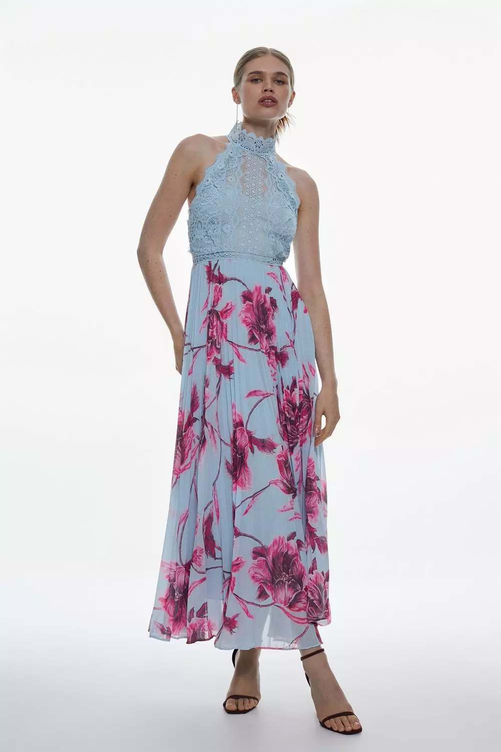 Karen millen floral pleated dress sale