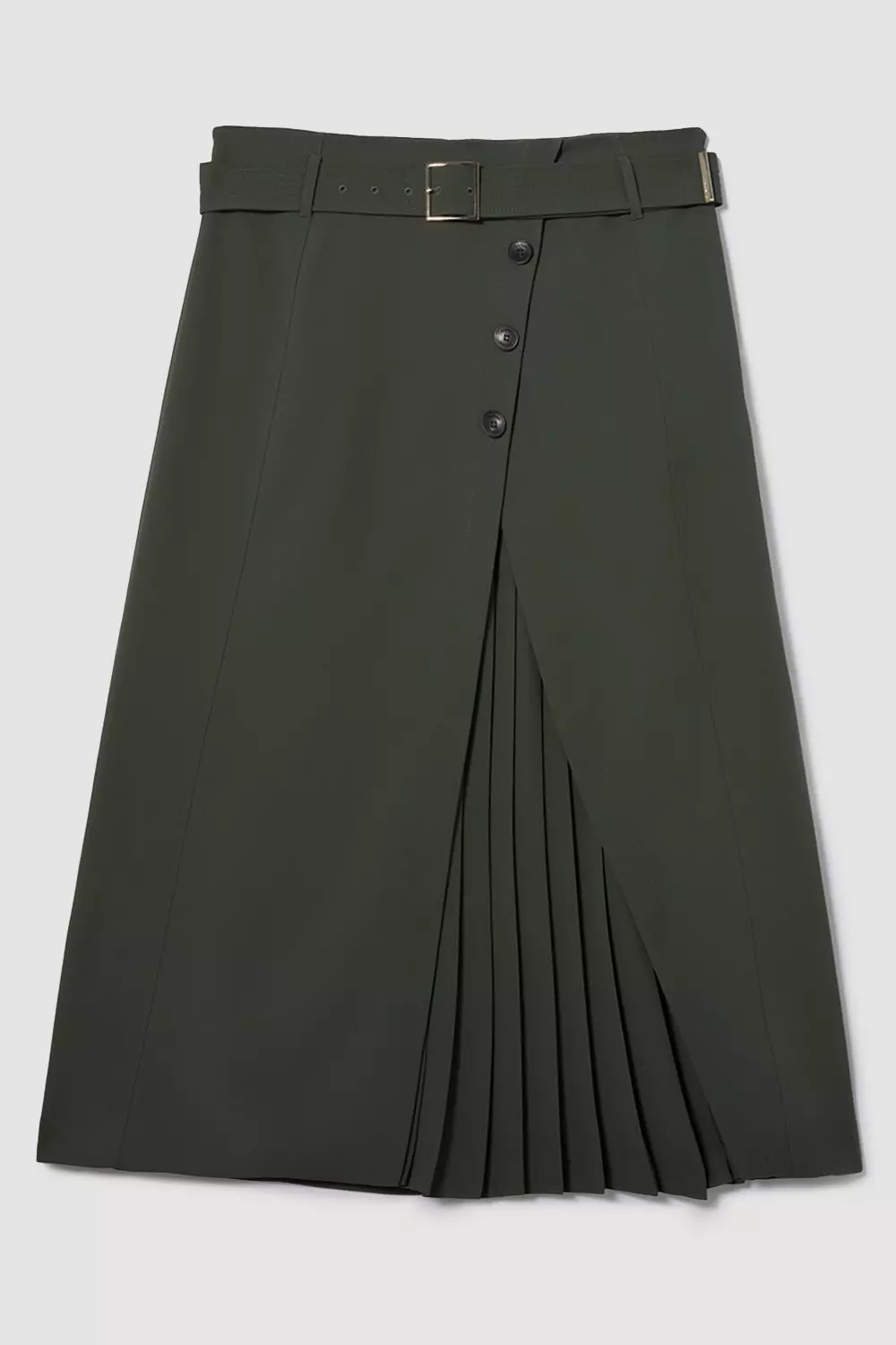 Plus Size Belted Wrap Pleat Detail Midi Skirt | Karen Millen