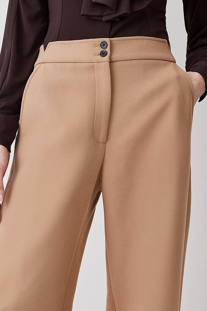 Compact Stretch Low Waist Turn Up Pants