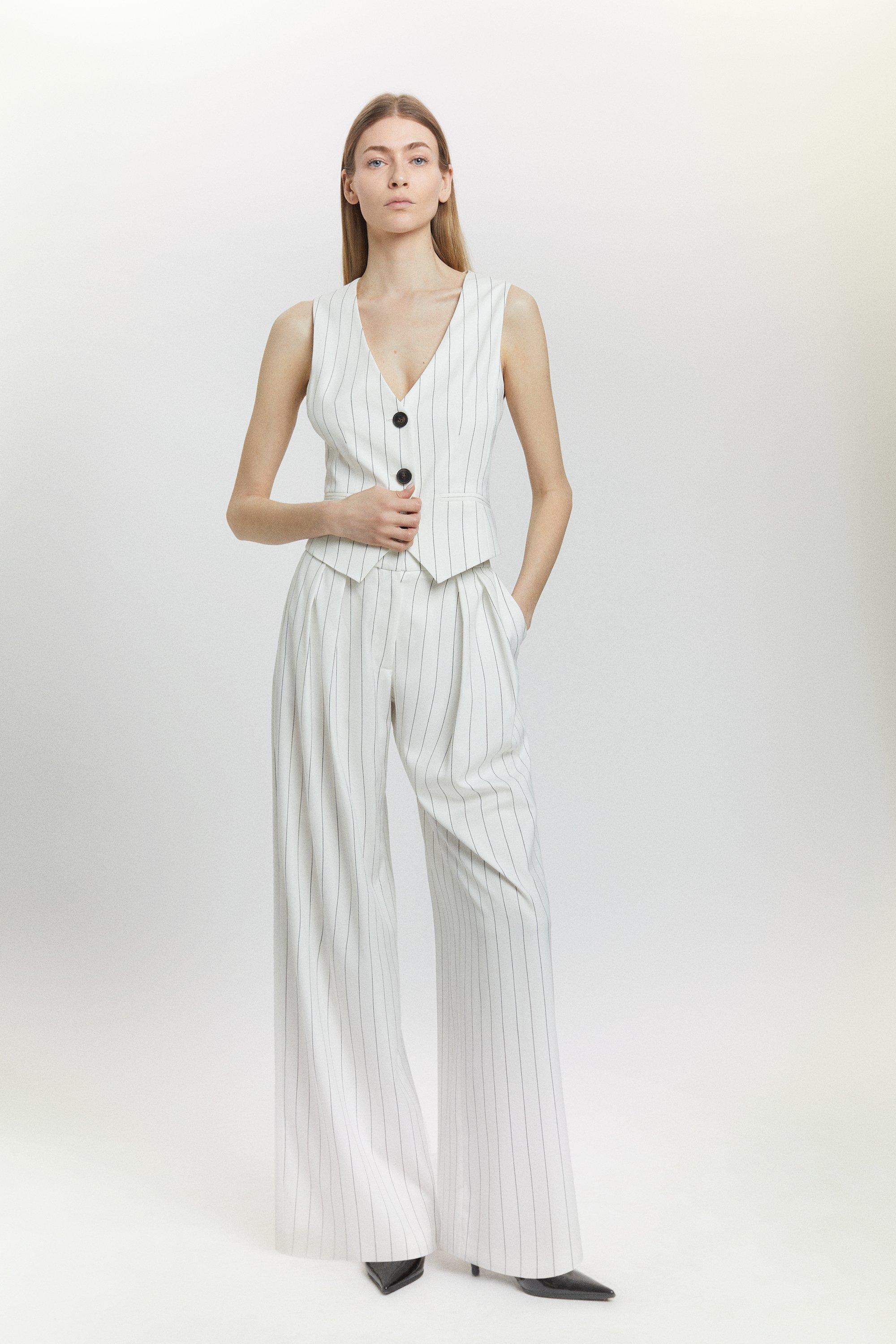 Womens pinstripe vest hot sale and pants