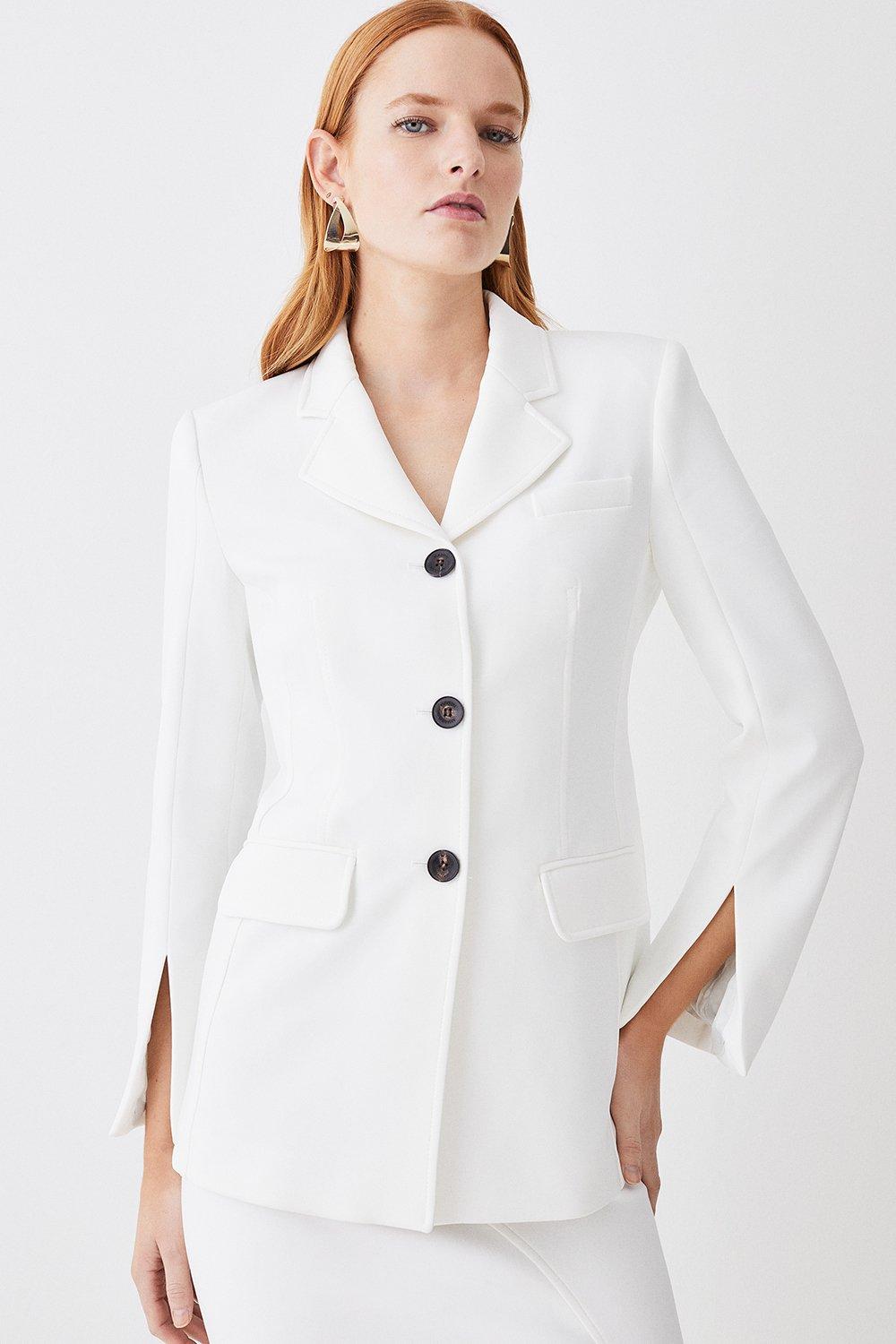 Women's Casual Wear White Faux Leather Scuba Jacket - UJackets