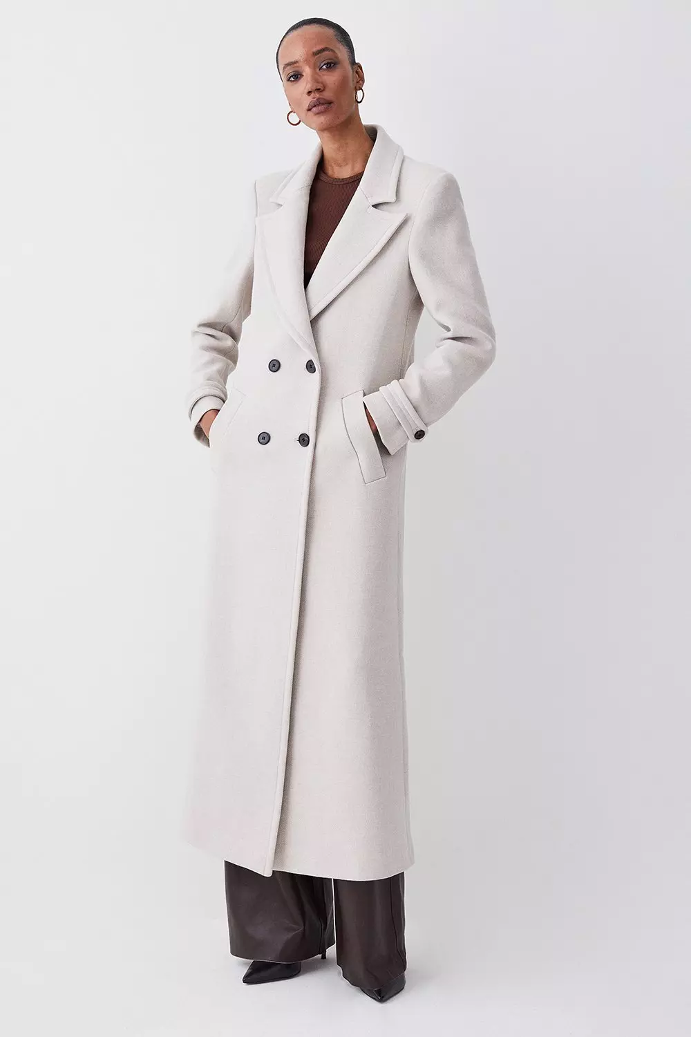 Petite Italian Wool Double Breasted Coat