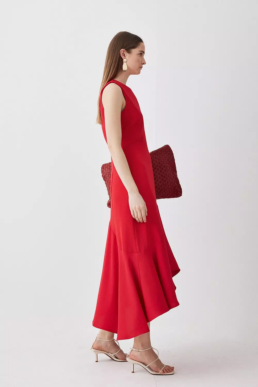 Calvin klein flounce hem deals midi dress