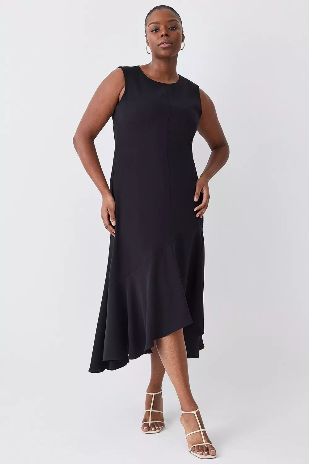 Stue Ulejlighed Tordenvejr Plus Size Soft Tailored Sleeveless High Low Midi Dress | Karen Millen