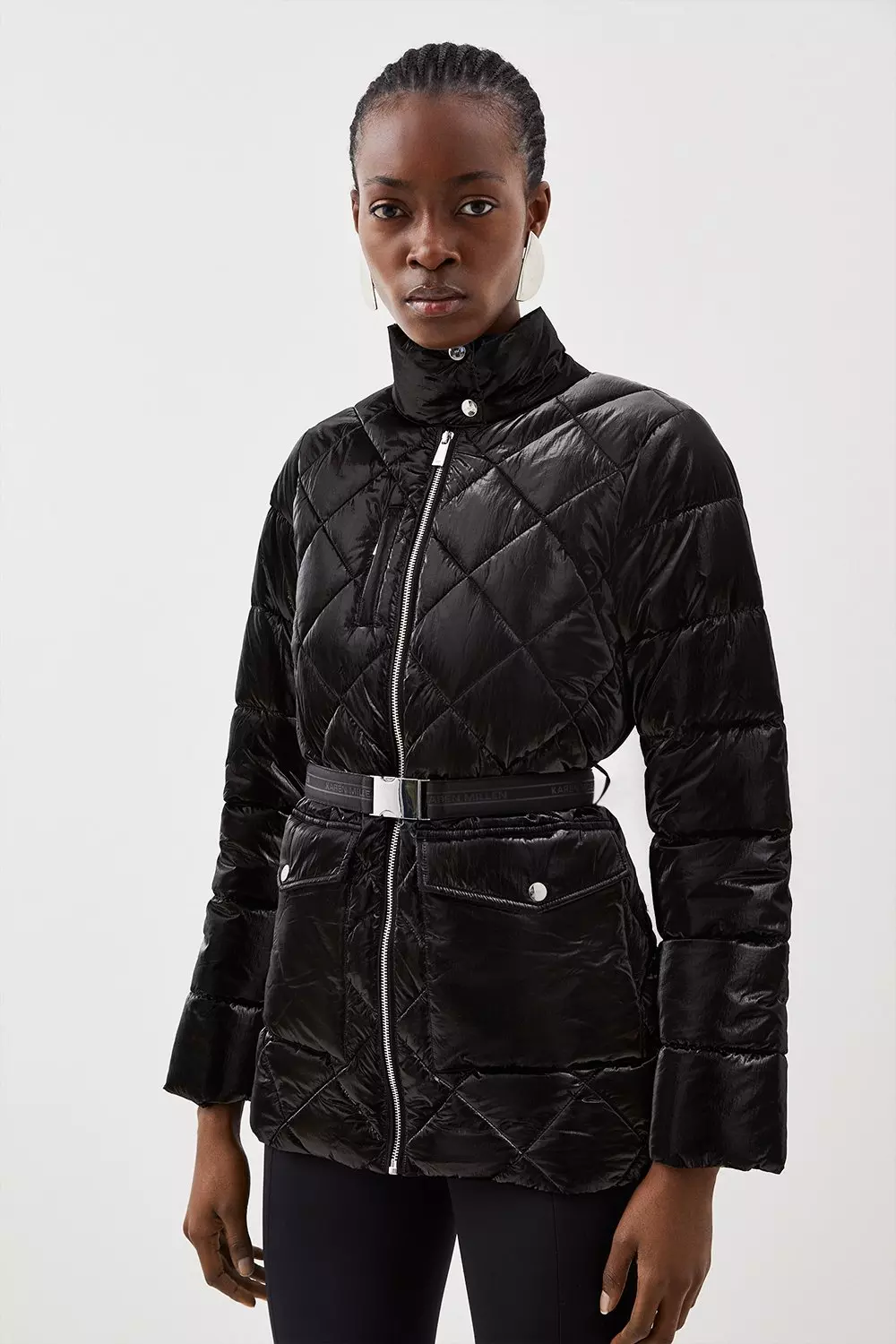 High Shine Puffer Jacket in Black