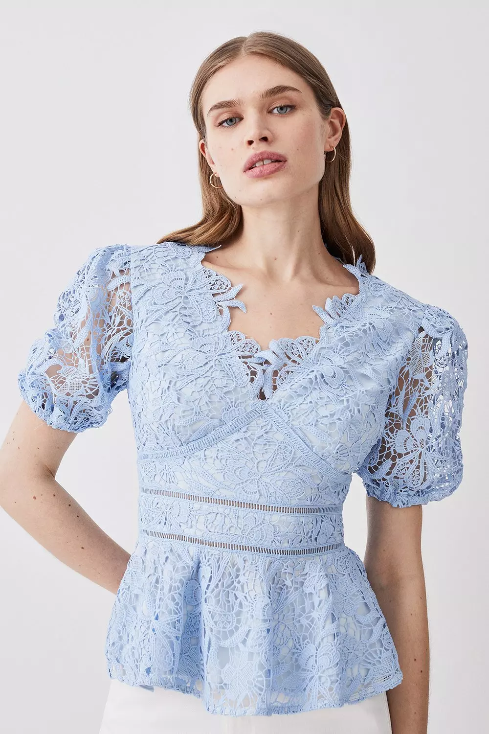 Puff sleeve lace top sale