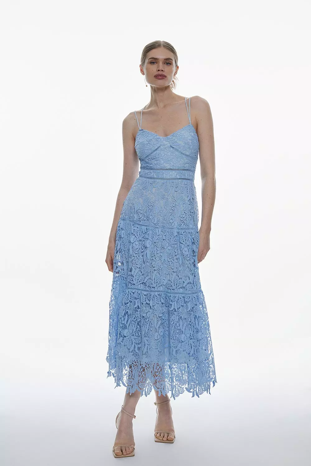 Aqua lace midi clearance dress