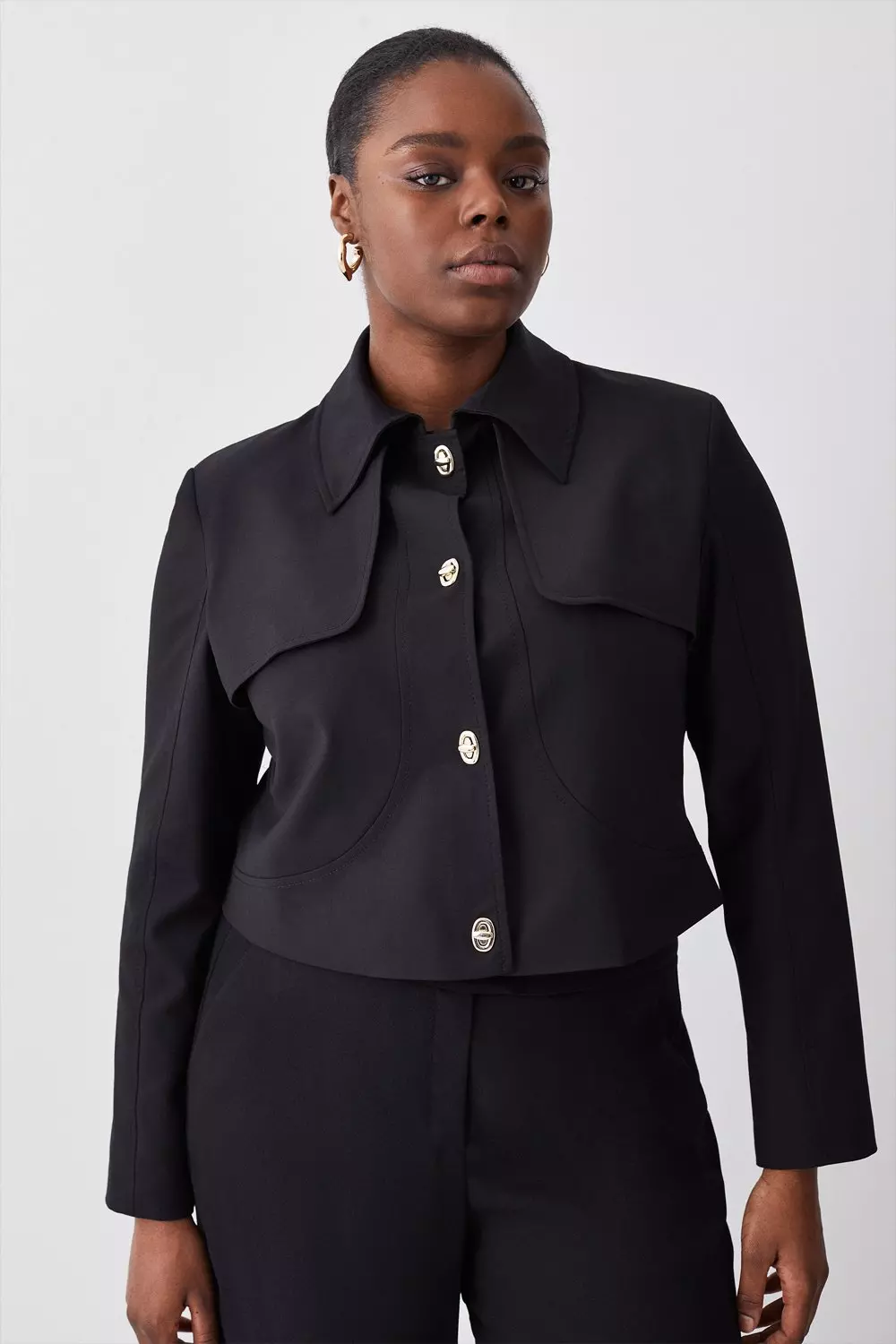 Plus size outlet black crop jacket