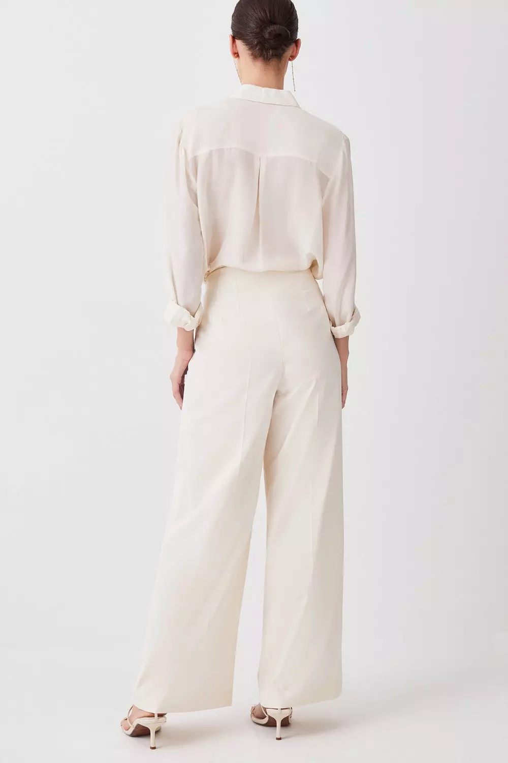 Petite Faux Leather High Waisted Wide Leg Pants