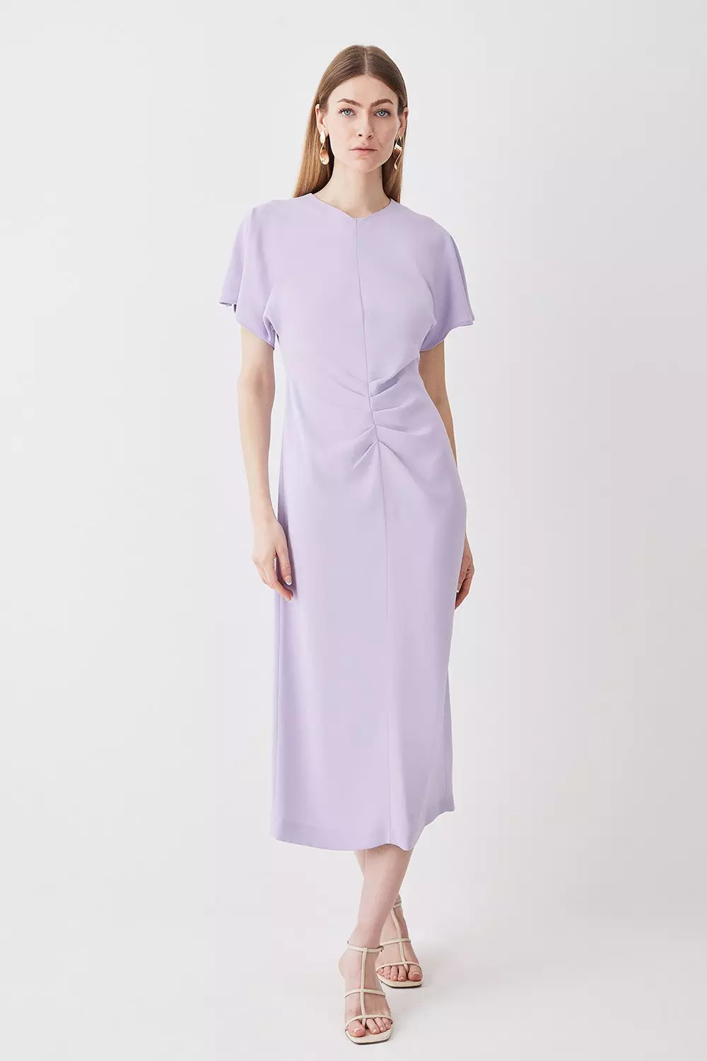 Ruched Front Crepe Midi Dress | Karen Millen