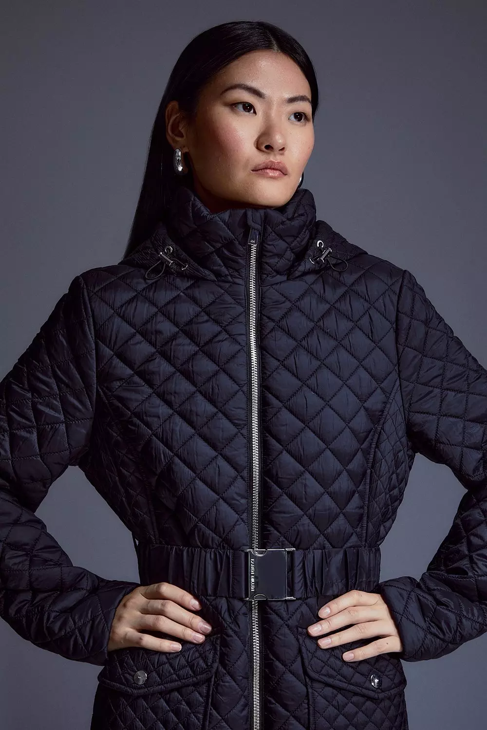 Lightweight long quilted on sale jacket