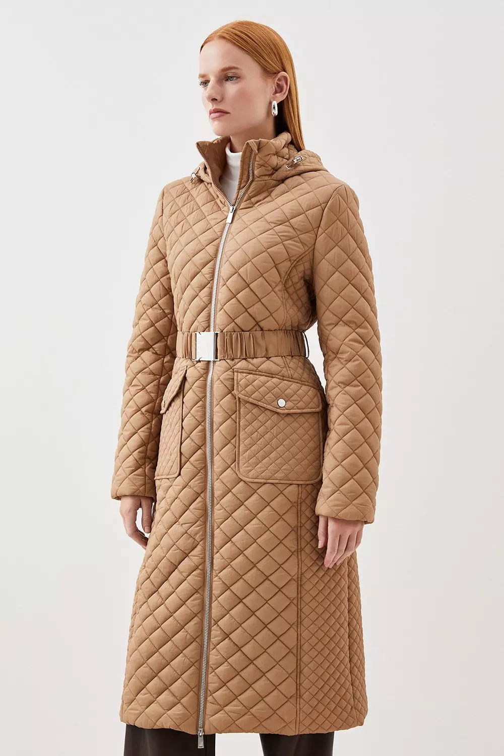 Hooded store longline coat