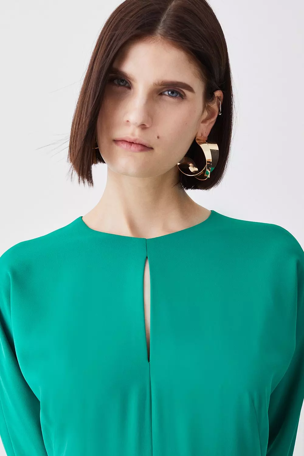 Keyhole Crepe Soft Tailored Split Detail Maxi Dress | Karen Millen