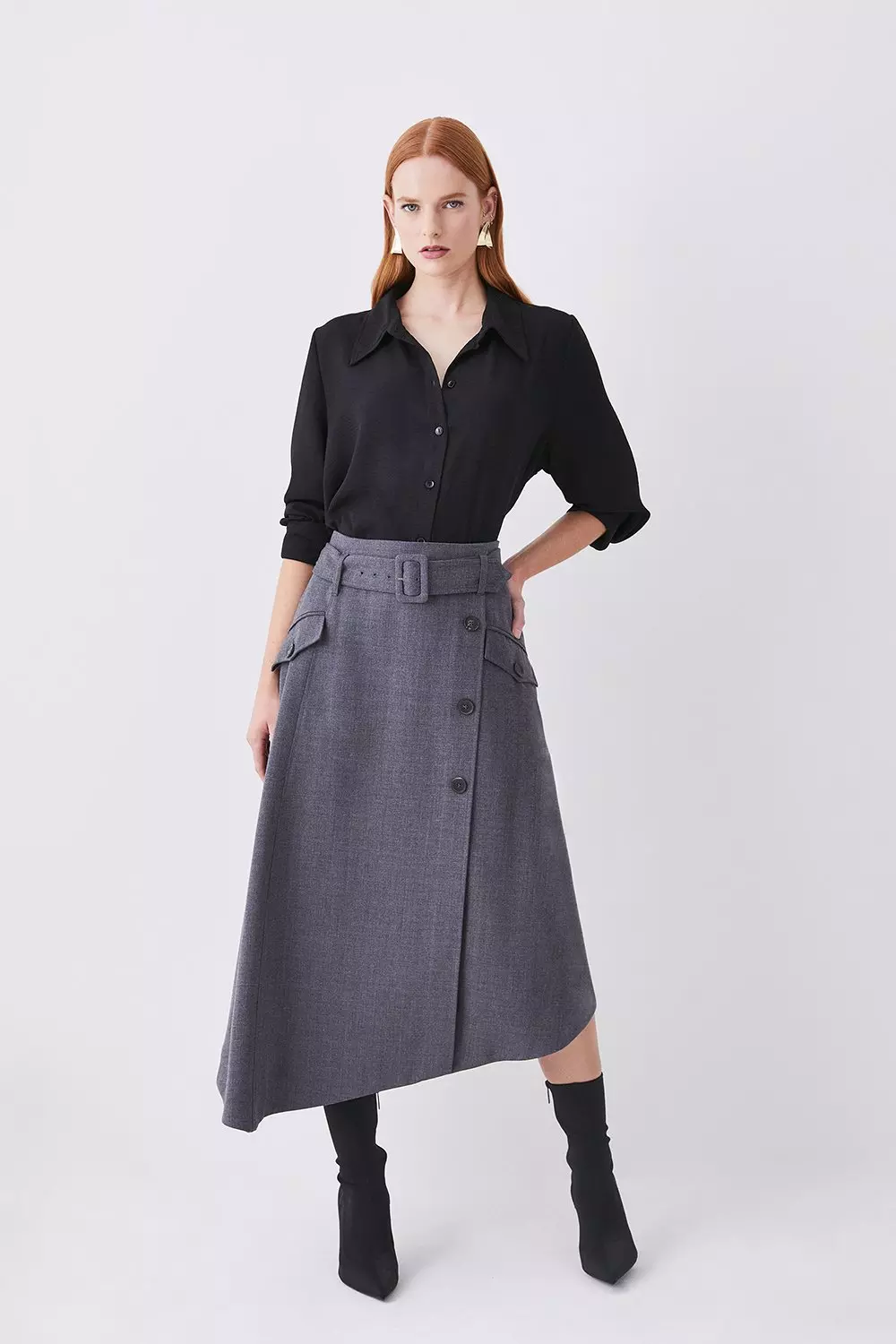 Midi skirt clearance grey