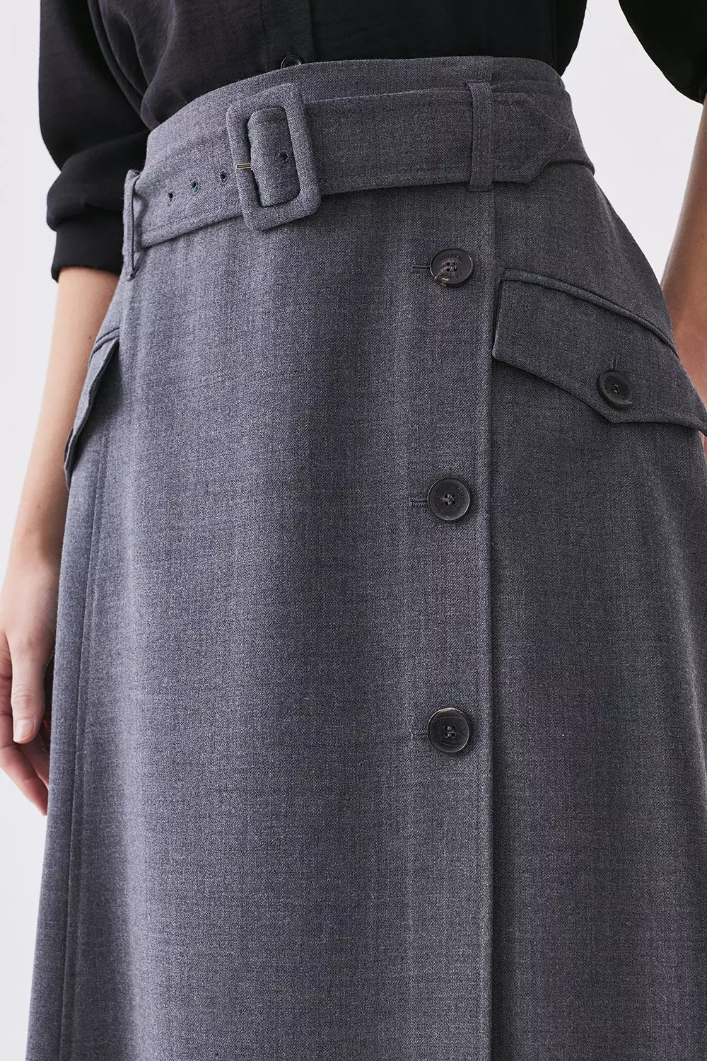 Grey hotsell midi skirt