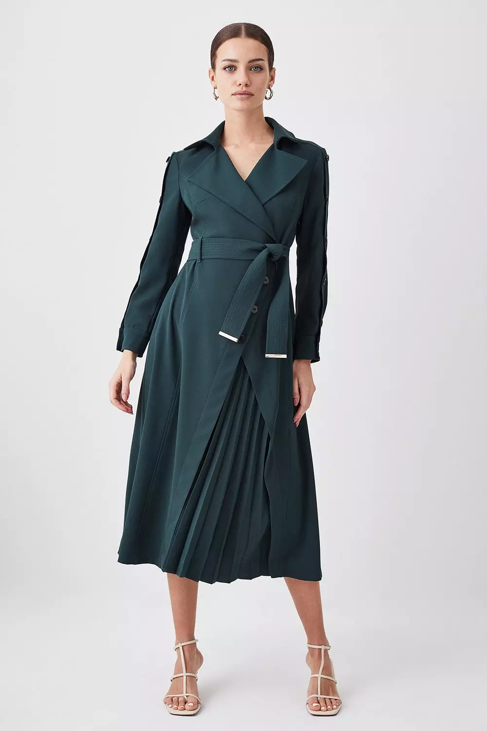 Karen millen green silk hotsell wrap dress