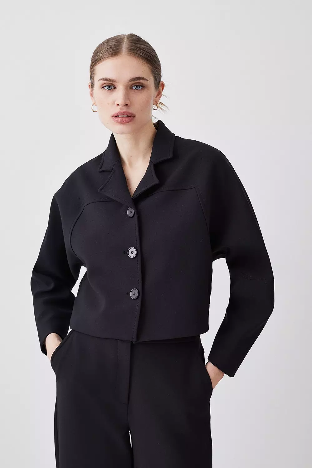 Compact Stretch Rounded Sleeve Jacket | Karen Millen