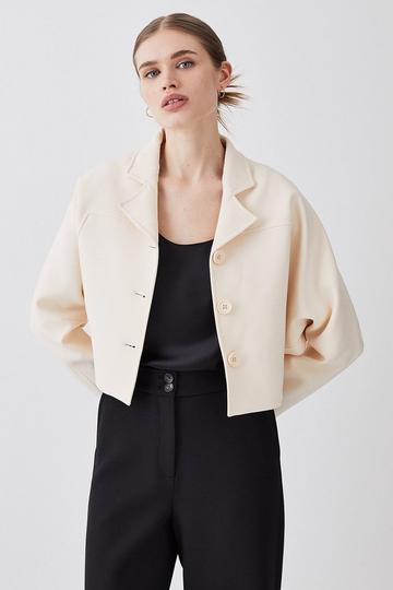 Compact Stretch Rounded Sleeve Jacket cream