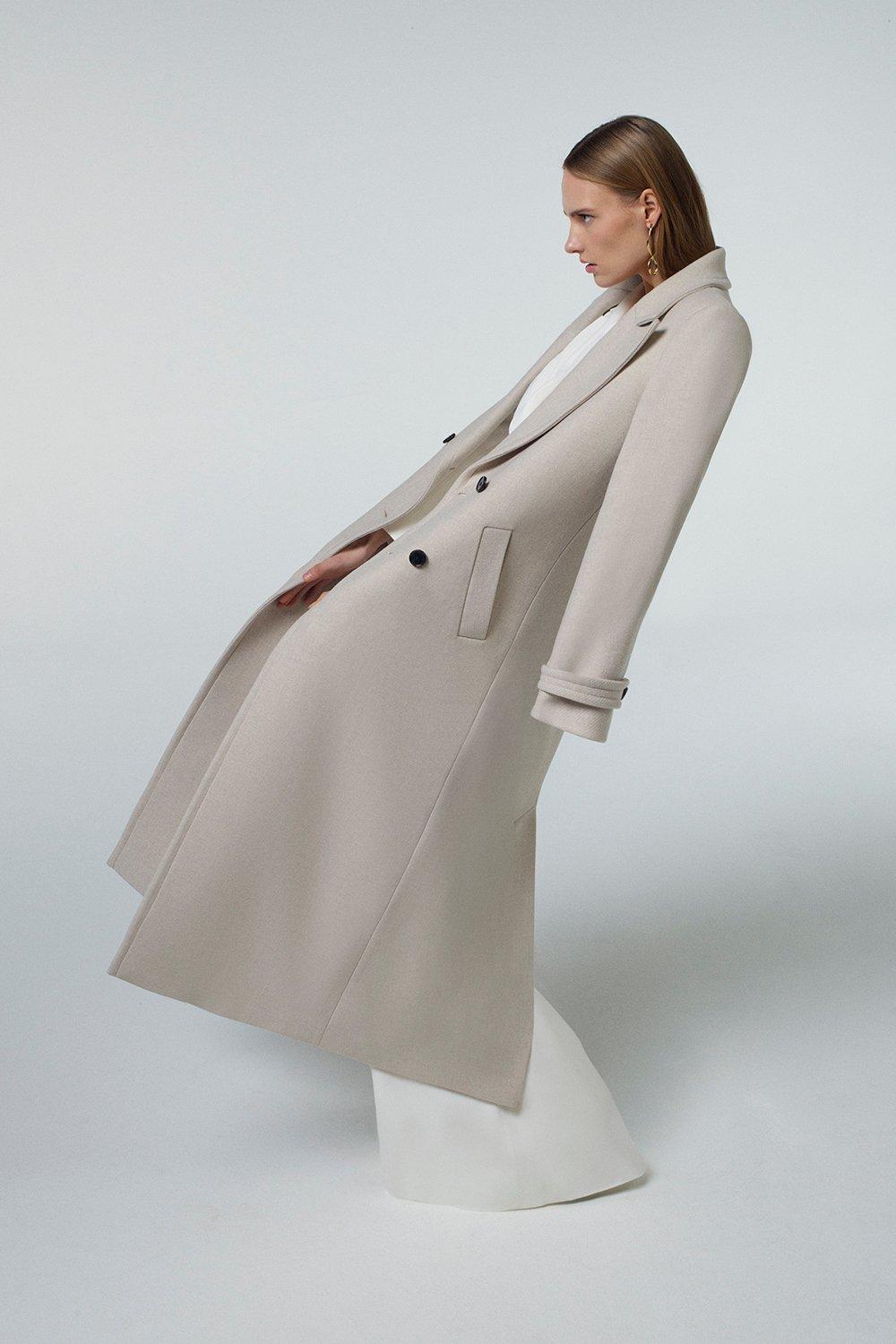 Italian Wool Double Breasted Maxi Coat | Karen Millen