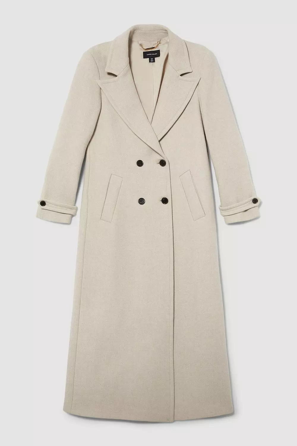 Grace White Double Breasted Wool Blend Midi Coat