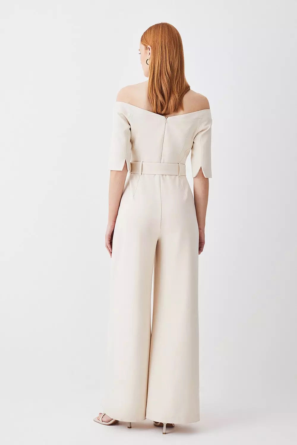 Cuffed Off-the-Shoulder Stretch Crepe Jumpsuit