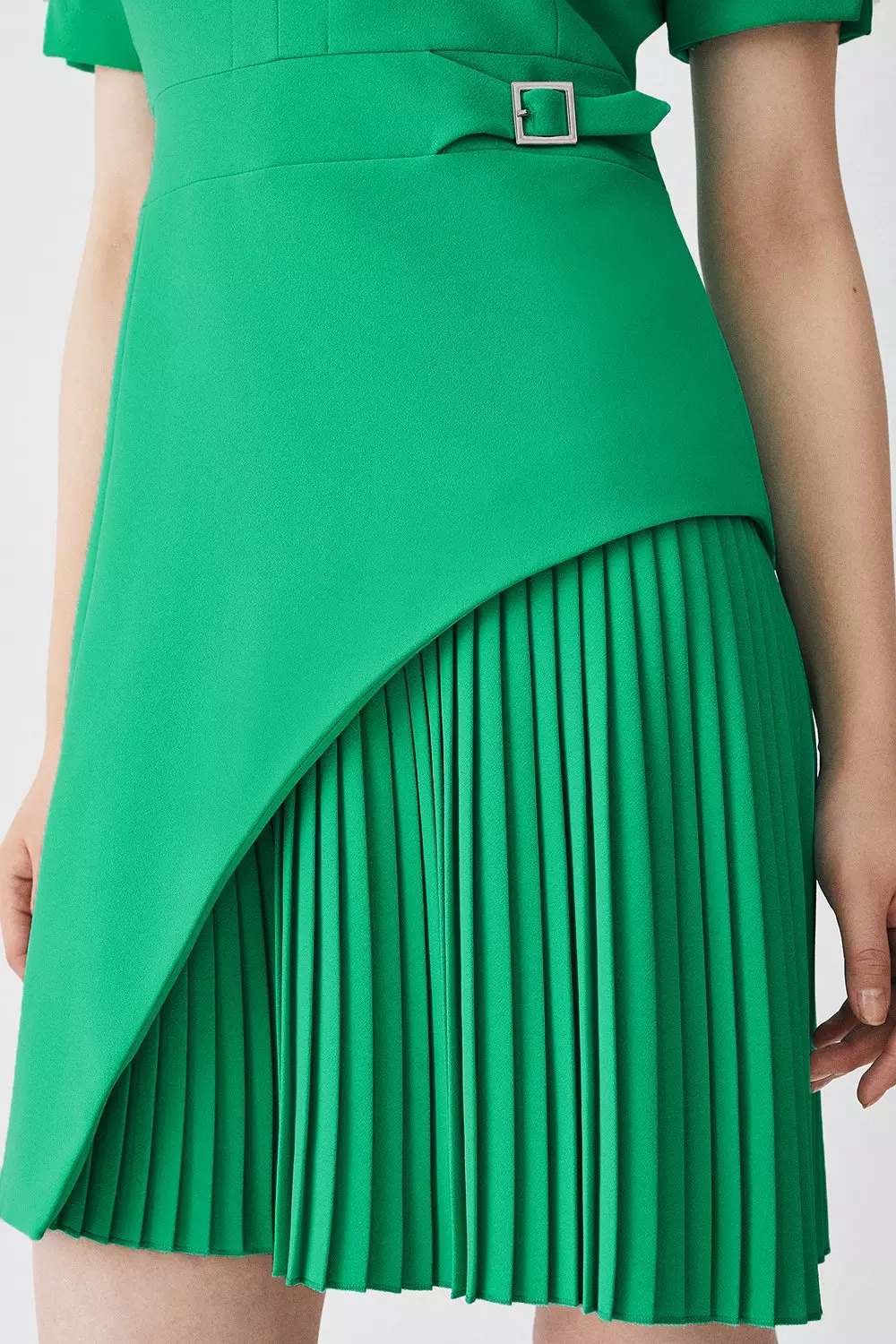 Karen millen best sale green pleated dress