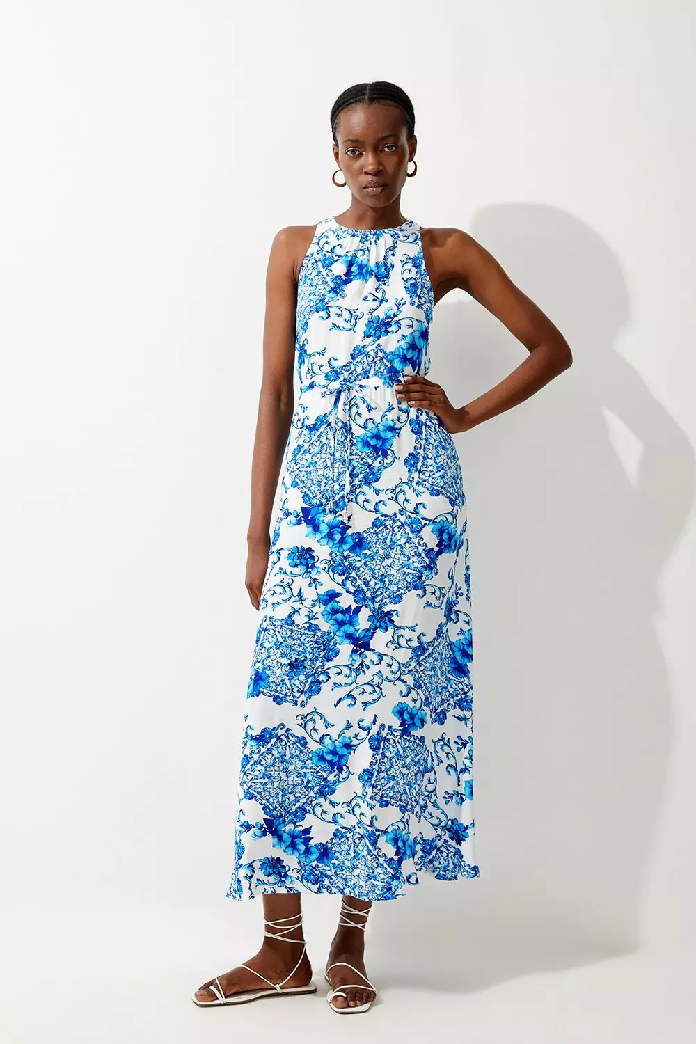 Zara blue clearance floral maxi dress