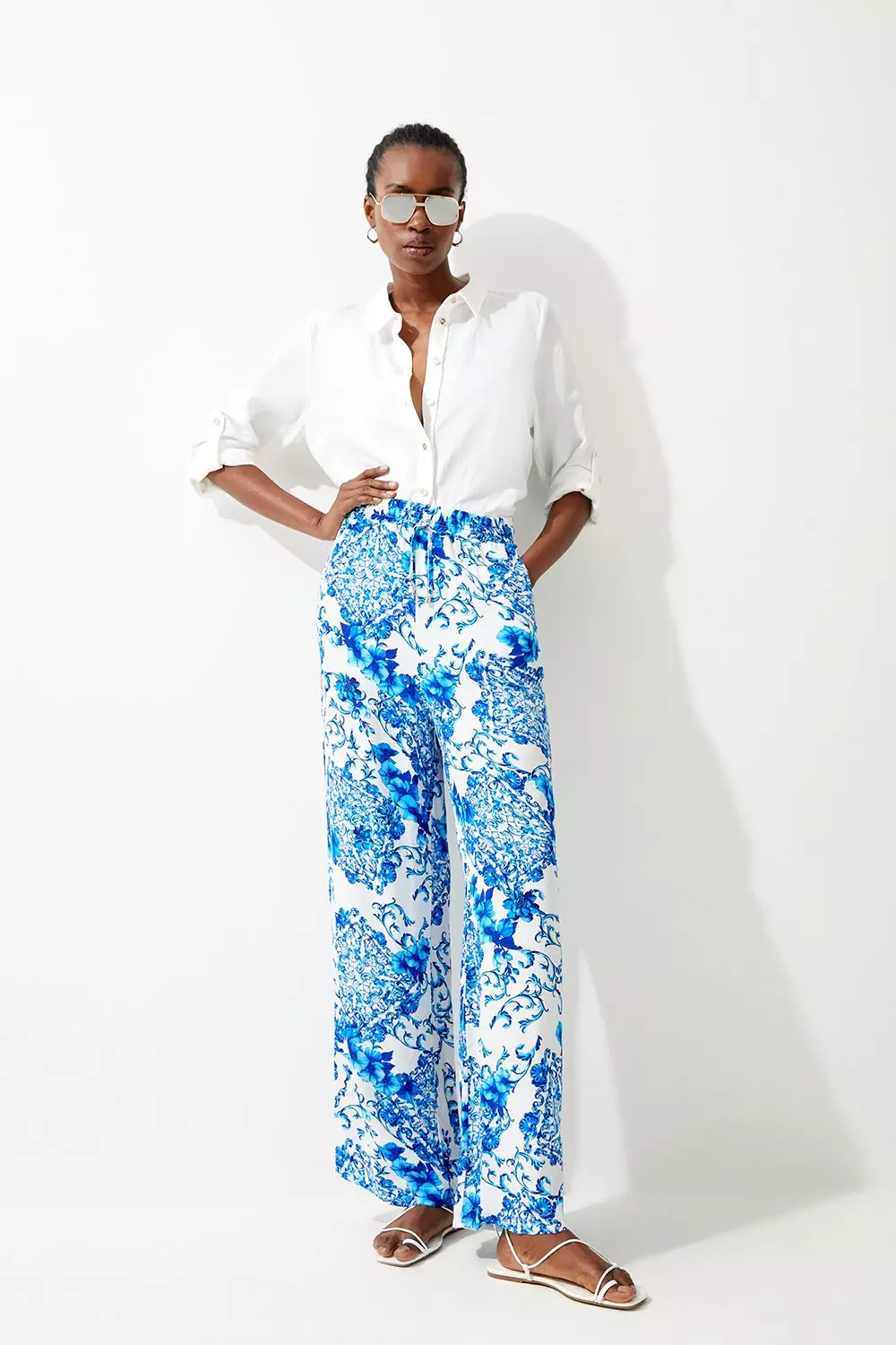 Zara floral deals wide leg pants