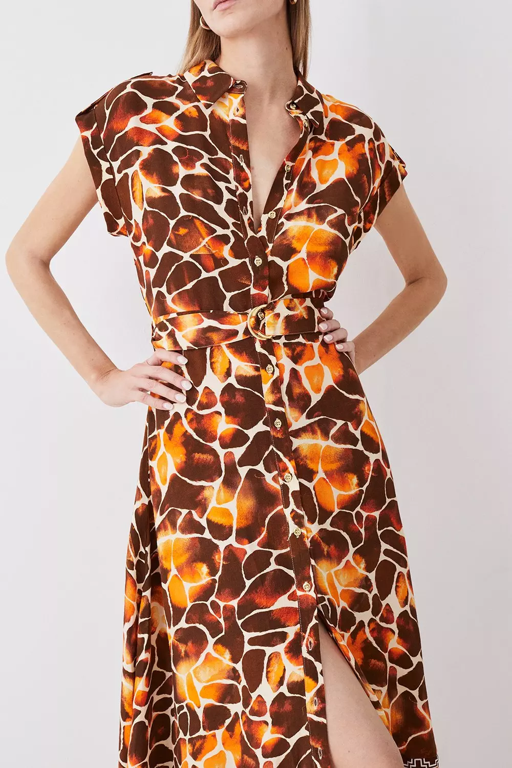 Midi leopard print shirt dress hotsell